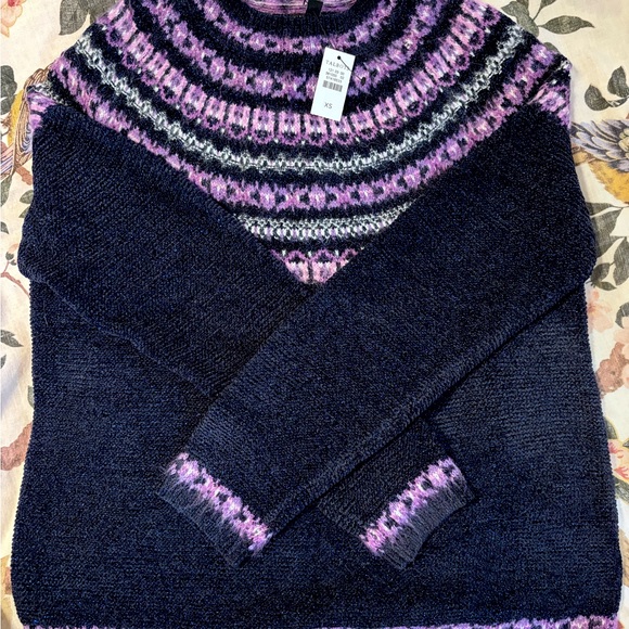 Talbots navy and purple sweater—new! - Picture 2 of 2